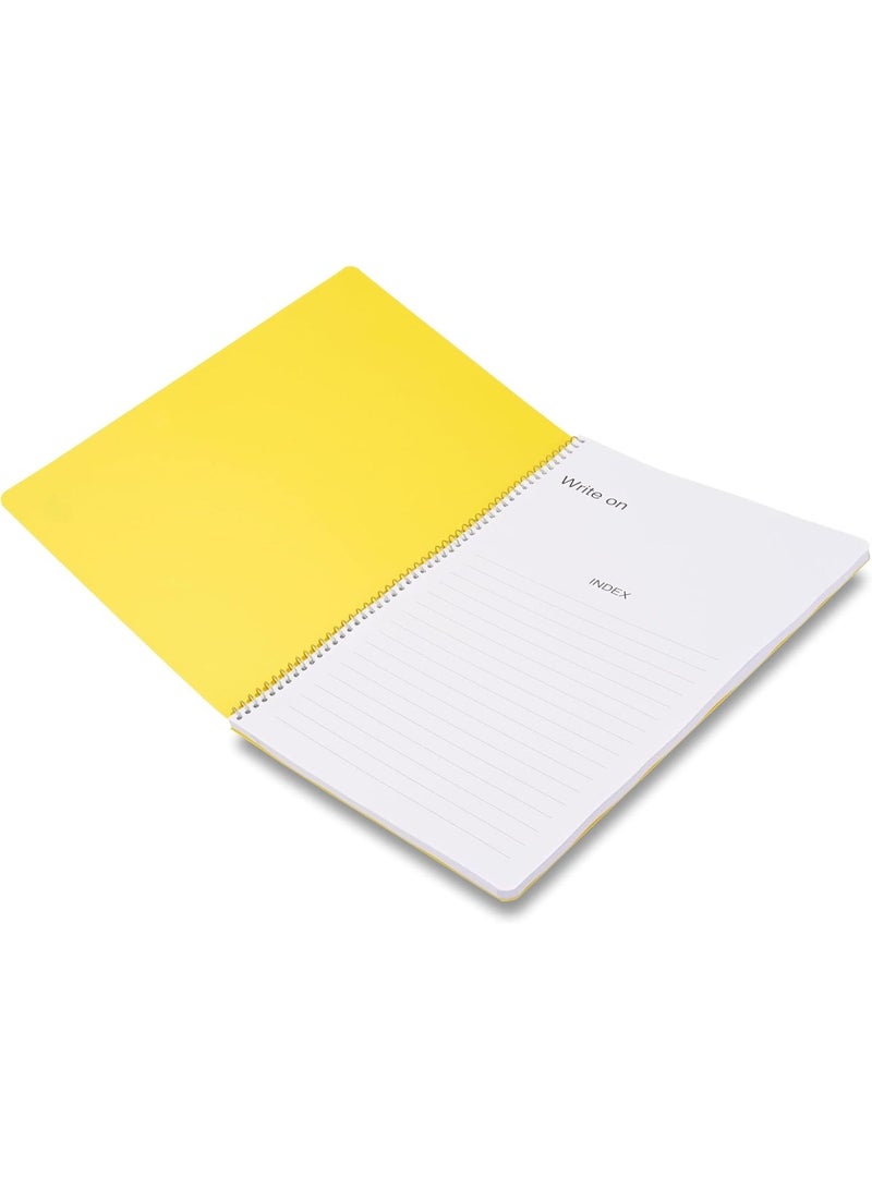 FIS Notebook A4 Size(210x297mm), PP Neon Cover, Spiral Binding, 80 Sheets, White Paper, Plain (No Ruling), Pack of 5 Assorted Neon Colors, Ideal for School Essentials - FSNBA4PPPLAST/5 - Image 4